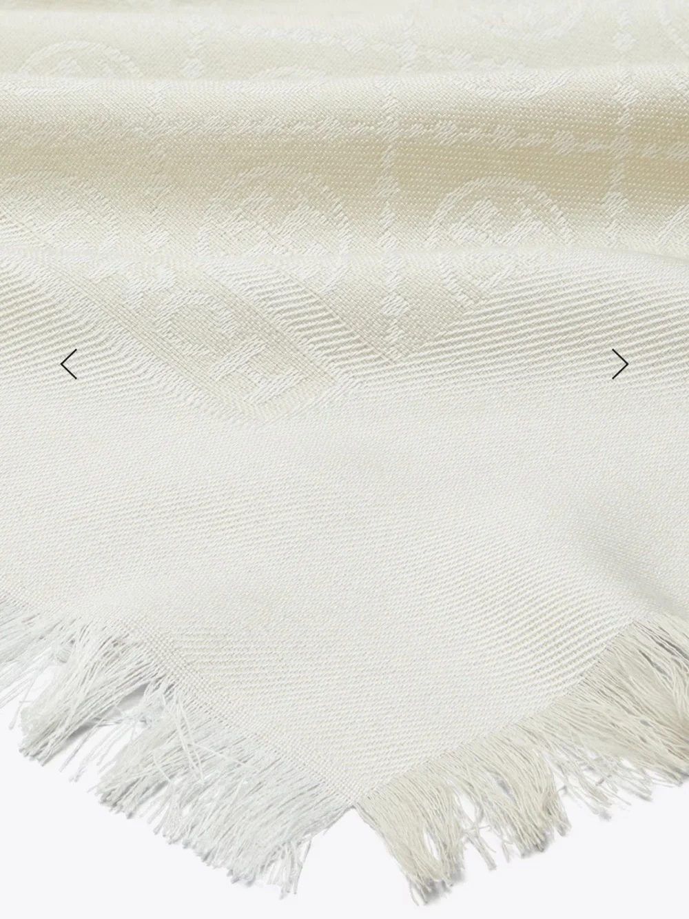Tory Burch Cream Logo Jacquard Fringe Scarf